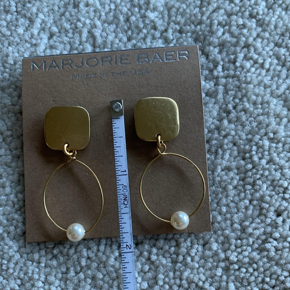 NWT Marjorie Baer gold and pearl earrings. Pierced - Picture 4 of 5